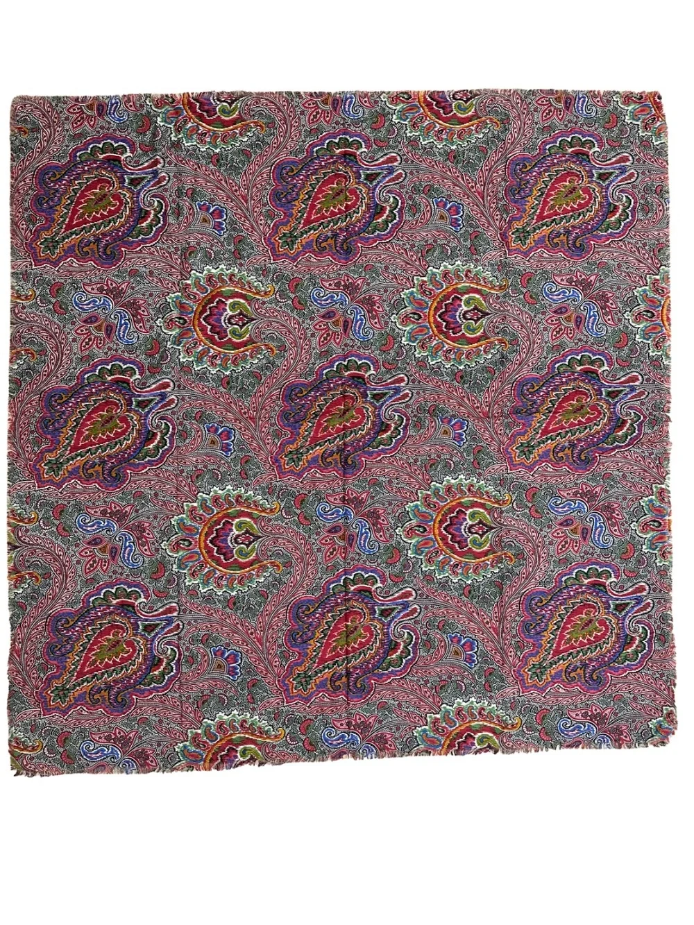 Vtg Patrick Frey Paris Paisley Wool Silk Scarf Shawl Tablecloth 49”x49” Luxe Art